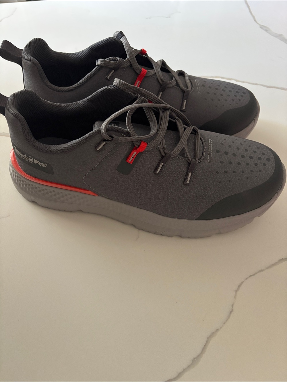 Timberland PRO Men's Gray and Red Low-Top Work Sneakers